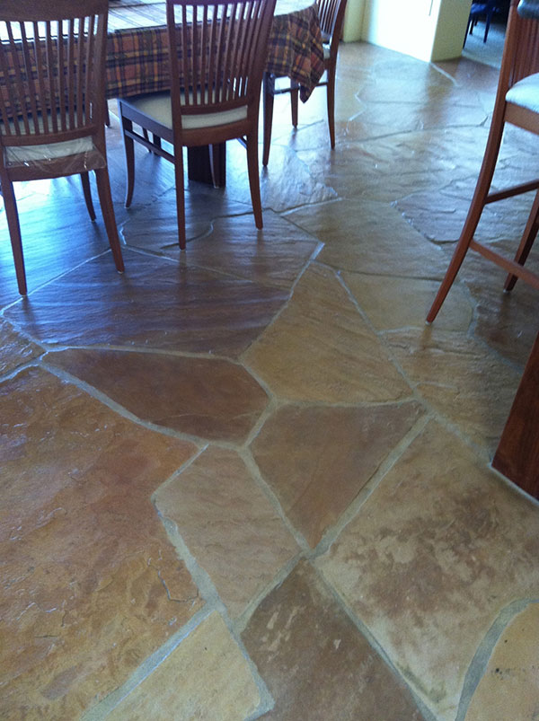 Flagstone AFTER cleaning stone and grout - Job done in Tucson by AZ Tile and Grout Care