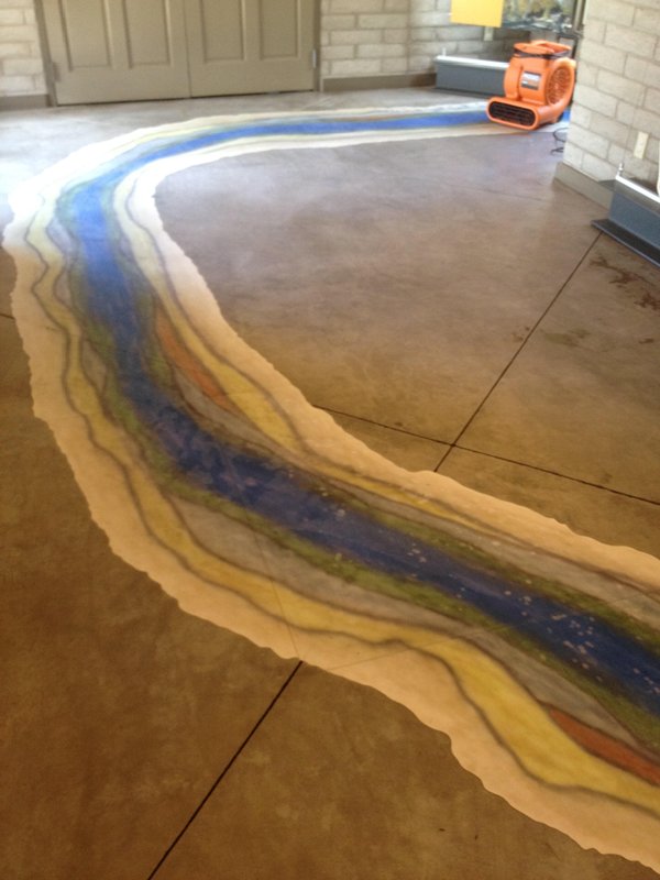 Integral colored concrete floor BEFORE polishing - Photo by AZ Tile & Grout Tucson