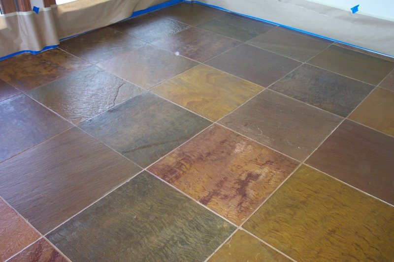 Slate tile after cleaning and sealing - Photo credit Arizona Tile and Grout Care Tucson
