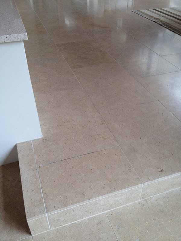 Limestone floor tiles BEFORE polishing - Photo credit AZ Tile & Grout Care Tucson