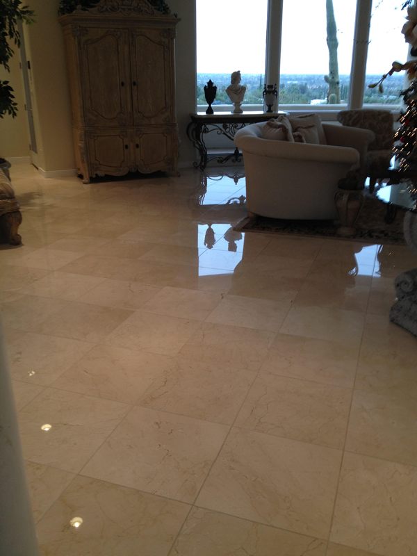 Marble floor after polishing - Arizona Tile and Grout Care Tucson